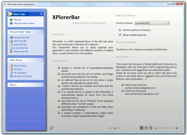 سورس کد Explorer Bar با استایل ویندوز xp در wpf
